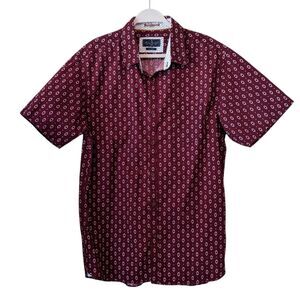 ACROSS THE POND Men's Short Sleeve Cotton Buttondown Shirt XL